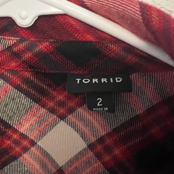 Torrid Red Plaid Button Down Shirt - Picture 7 of 7